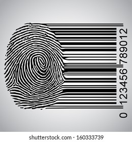 Fingerprint becoming barcode vector illustration