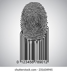 Fingerprint becoming barcode vector illustration