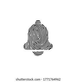 Fingerprint Bell Icon in trendy flat style isolated on grey background. Notification symbol for your web site design, logo, app, UI. Vector illustration, EPS10