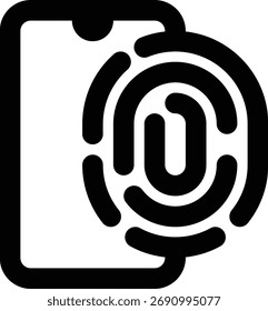 Huella digital, biométrico, icono de contorno de cifrado
