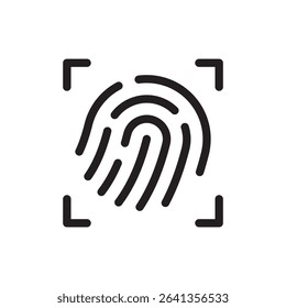 Fingerprint biometric, finger scan access flat outline icon vector illustration. Isolated on white background. Editable stroke, pixel perfect 48 x 48