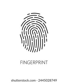 Fingerprint, biometric identification outline icon for recognition and verification, line vector. Finger print or thumb scan for ID biometrics and identity verification for security and authorization