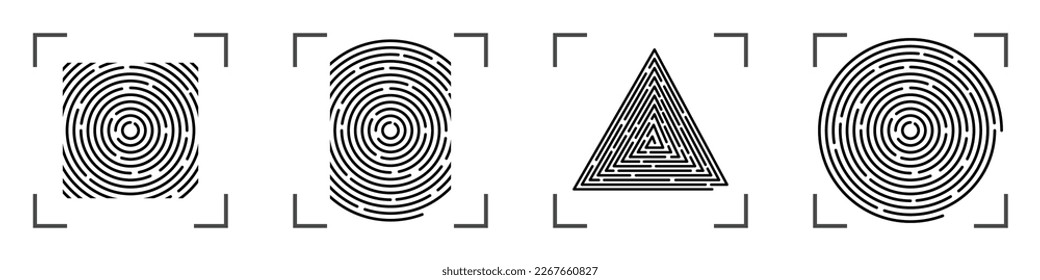 Fingerprint Biometric Logo. Touch id scanner concept. Access granted and denied. Vector illustration