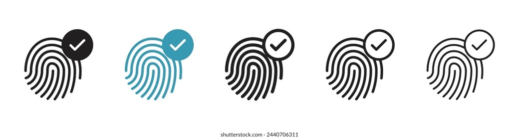 Fingerprint and Biometric Scan Icons. Personal Security and Identity Authentication Symbols