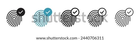 Fingerprint and Biometric Scan Icons. Personal Security and Identity Authentication Symbols