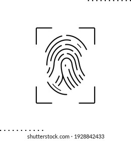 fingerprint, biometric scanner identification vector icon in outlines