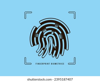 Fingerprint Biometrics authentication icon concept. Passwordless fingerprint identity method without password. Fingerprint biometrics vector illustration isolated on blue background with icons