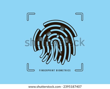 Fingerprint Biometrics authentication icon concept. Passwordless fingerprint identity method without password. Fingerprint biometrics vector illustration isolated on blue background with icons