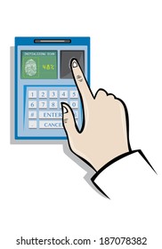 Fingerprint Biometrics Technology concept. Editable Clip Art.