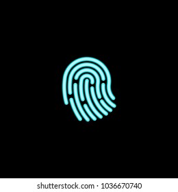 fingerprint blue neon,vector illustration.