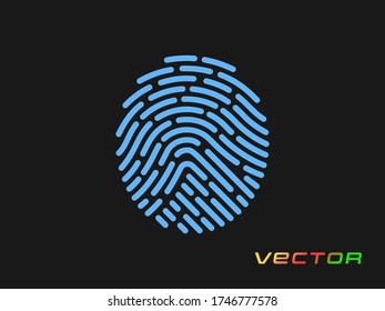 Fingerabdruck von blauen, abgerundeten, ovalen Linien. Vector-Entwurfselement auf isoliertem Lichthintergrund.