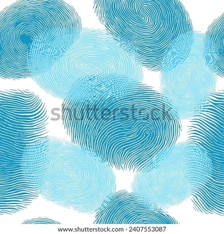 Fingerprint blue seamless pattern. hand drawing. Not AI, Vector illustration