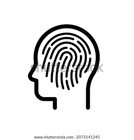 Fingerprint brain human head flat logo icon
