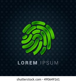 Fingerprint Bright Green chromium precious metallic 3D Icon / Logo Design