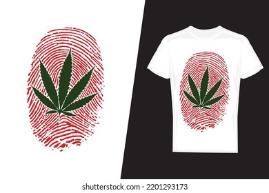 Fingerprint cannabis Cannabis T-shirt design. Cannabis t-shirt design vector. For t-shirt print and other uses.