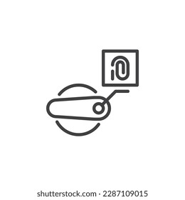 Fingerprint car lock line icon. linear style sign for mobile concept and web design. Car handle fingerprint outline vector icon. Symbol, logo illustration. Vector graphics