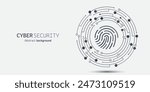 Fingerprint in the circuit. Cyber security technology concept abstract background. Technology data protection system, Internet security and safety information personal, Vector and Illustration.