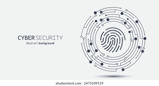 Fingerprint in the circuit. Cyber security technology concept abstract background. Technology data protection system, Internet security and safety information personal, Vector and Illustration.