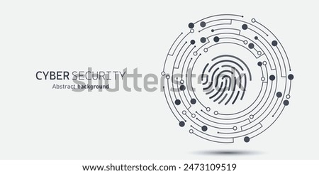 Fingerprint in the circuit. Cyber security technology concept abstract background. Technology data protection system, Internet security and safety information personal, Vector and Illustration.