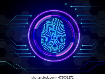Fingerprint with concept abstract technology background .Vector illustration