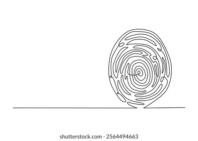 Fingerprint in continuous one line design. Personal identification biometric scan symbol on white background.