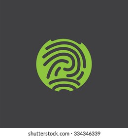 fingerprint cut identity template icon design element