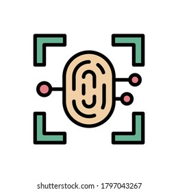 Icono de ciberataque de huellas digitales. Color simple con elementos de vector de contorno de iconos de hacks para ui y ux, sitio web o aplicación móvil
