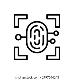 Icono de ciberataque de huellas digitales. Línea simple, contorno de elementos vectoriales de iconos de hacks para ui y ux, sitio web o aplicación móvil