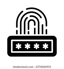 Icono de ciberseguridad de huellas digitales. Concepto de autenticación de seguridad digital