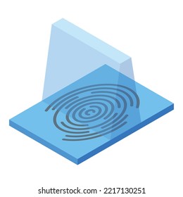 Fingerprint data privacy icon isometric vector. Policy information. Legal shield