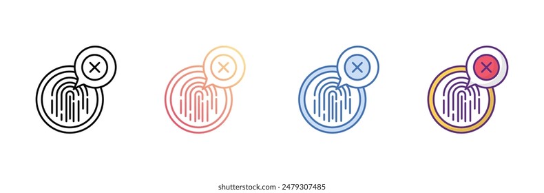 Fingerprint Delete icon design with white background stock illustration