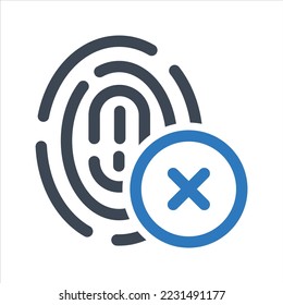 Fingerprint denied icon. Fingerprint access denied icon. Vector and glyph