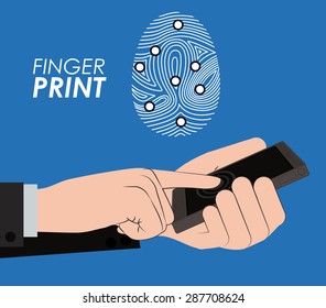 Fingerprint design over blue background, vector illustration