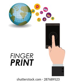 Fingerprint design over white background, vector illustration