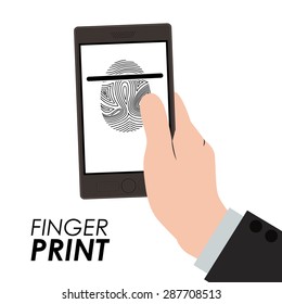 Fingerprint design over white background, vector illustration