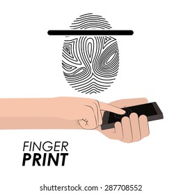 Fingerprint design over white background, vector illustration