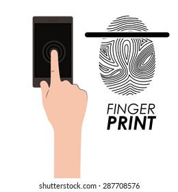 Fingerprint design over white background, vector illustration