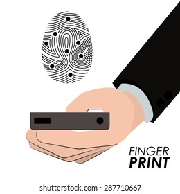 Fingerprint design over white background, vector illustration
