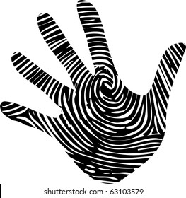 Fingerprint details in hand print illustration vector