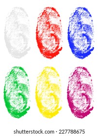 fingerprint of different colors vector illustration isolated on gray background