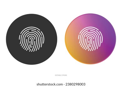 fingerprint digital icon, finger print symbol, thumb biometric scan logotype, virtual verification logo, online authentication security thumbprint, vector line sign isolated on white