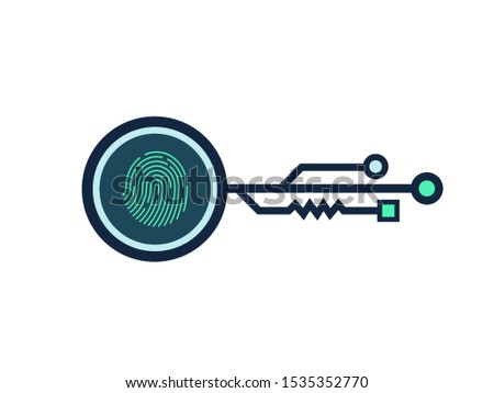 Fingerprint with digital key,personal protect, secutiry icon,Fingerprint password,vector illustration