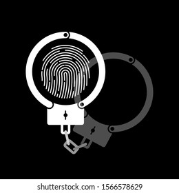 Fingerprint. Digital Security Authentication Concept. Biometric authorization. Identification. handcuffs and a thief.
