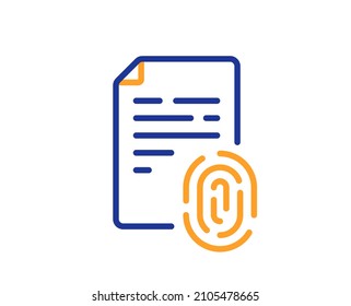 Fingerprint Document Line Icon. Finger Print Scan Sign. Biometric Identity Symbol. Colorful Thin Line Outline Concept. Linear Style Fingerprint Icon. Editable Stroke. Vector