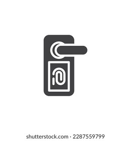 Icono vectorial de bloqueo de puerta de huella dactilar. signo plano relleno para concepto móvil y diseño web. Icono de glifo de huella digital de la puerta. Símbolo, ilustración del logotipo. Gráficos vectoriales
