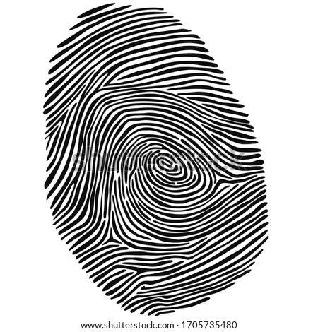 Fingerprint drawn by hand. Abstract vector data in black and white. 