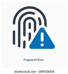 Fingerprint error or fault icon concept