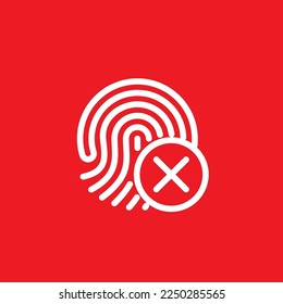Icono de error de huella digital. Plantilla de recursos gráficos, ilustración vectorial.