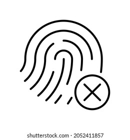 fingerprint error line icon vector design, editable stroke line icon