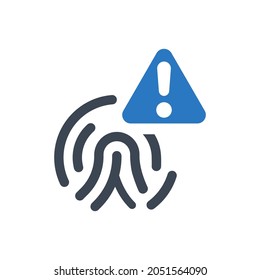 Fingerprint error warning icon on white background